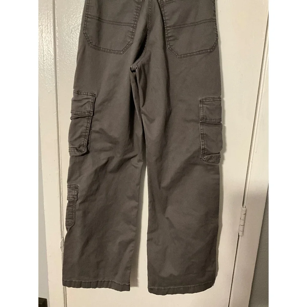 Hollister Ultra High-Rise Baggy Cargo Pants Gray Wide Leg Carpenter W24R